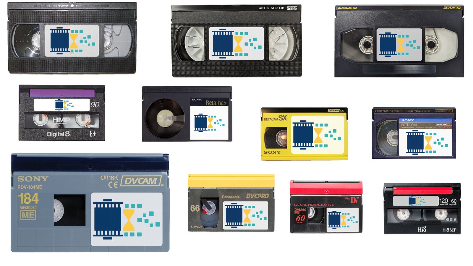 Video Tape Digitizing Formats Video tapes including VHS, VHS-C, Hi8, Digital8, MiniDV, Betamax, and other legacy media for digitizing